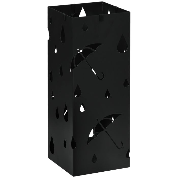 Freestanding Umbrella Stand with 4 Hooks and Drip Tray - Dark Grey