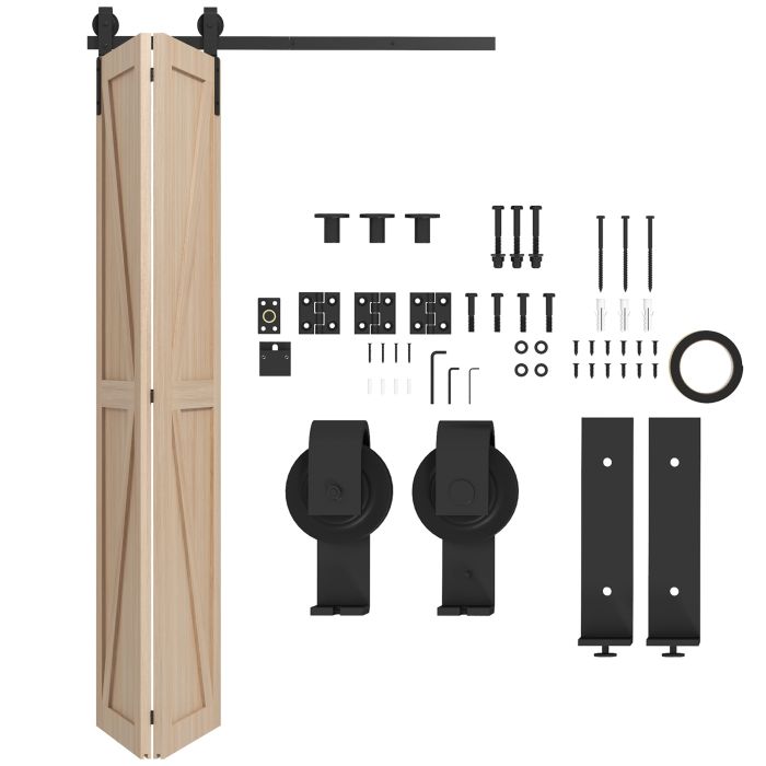 Scott 4FT Bi-Folding Sliding Barn Door Hardware Track Kit for Doors - Black