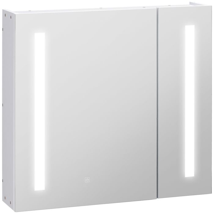 LED Illuminated Bathroom Mirror Cabinet with Lights, Wall Mounted Storage Organizer with Adjustable Shelf, Touch Switch, USB Charge, White