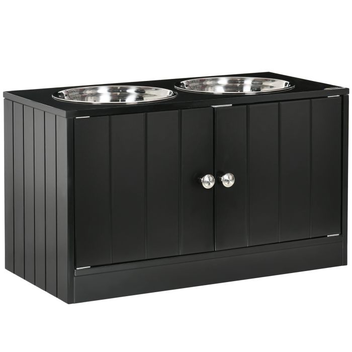 Raised Dog Bowls with Stand and Storage - Stainless Steel