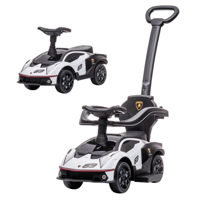AIYAPLAY 2 in 1 Baby Push Car Essenza SCV12 Licensed Ride On Cars for Toddlers Parent Push Along Car Toddler Sliding Car with Horn Engine Sound White