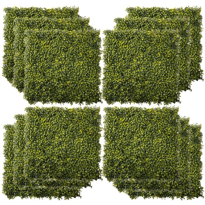 12PCS Artificial Boxwood Wall Panels 20" x 20" Grass Privacy Fence Screen Faux Hedge Greenery Backdrop Encrypted Milan Grass