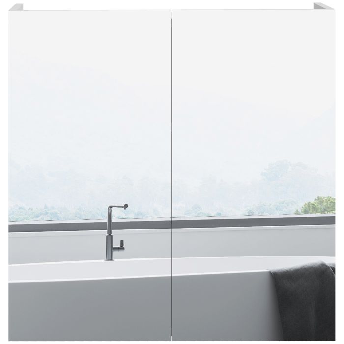 Wall Mounted Double Door Mirror Cabinet - High Gloss - White