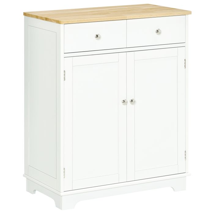 Kitchen Floor Cabinet Side Storage Cupboard Multi-use Sideboard Table with Solid Wood Top, Adjustable Shelf Drawer for Dining Living Room