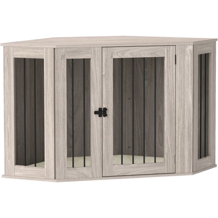 Shelley 2 in 1 Dog Crate Furniture Side Table with Cushion 122 x 61 x 71cm - Walnut