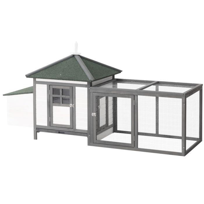 Chicken Coop Small Animal Pet Cage Wooden Chicken Hutch w/ Nesting Box Outdoor Run Backyard