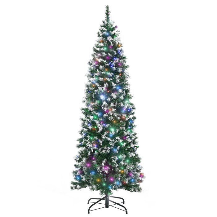 Debbie 6 Tall Prelit Pencil Slim Artificial Christmas Tree with Realistic Branches 300 Colourful LED Lights and 618 Tips Xmas Decoration Green