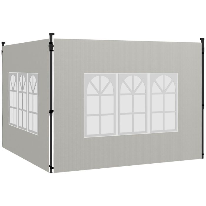 Gazebo Side Panels, Sides Replacement with Window for 3x3(m) or 3x6m Gazebo Canopy, 2 Pack, White