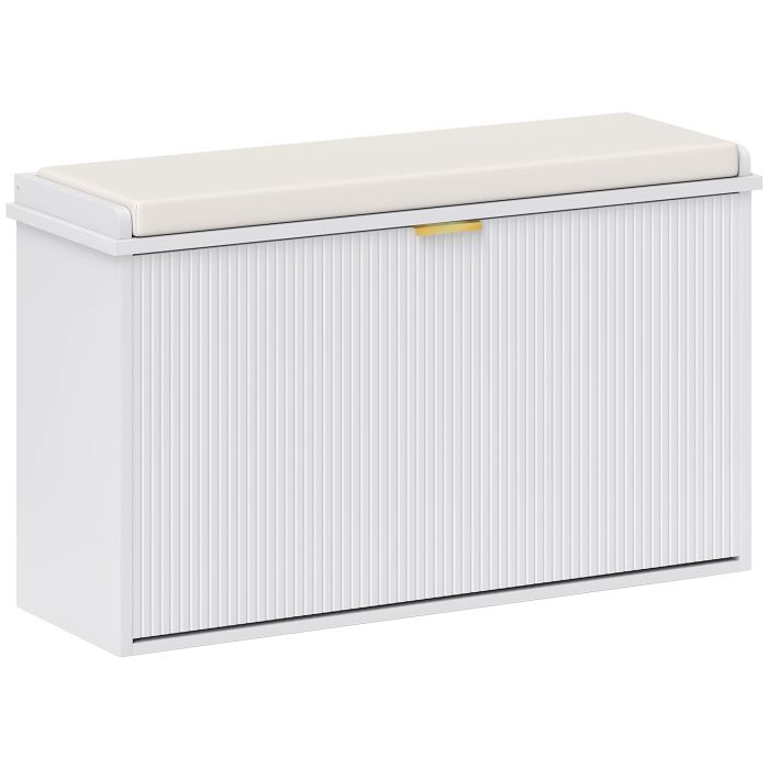 KELVIN 8 Pair Medium Shoe Bench Cabinet White