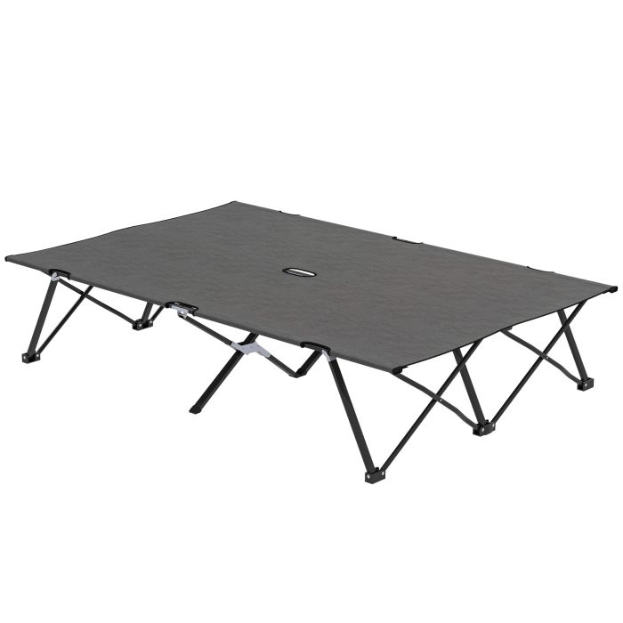 SUNVISTA Double Camping Cot Bed, with Bag - Charcoal Grey