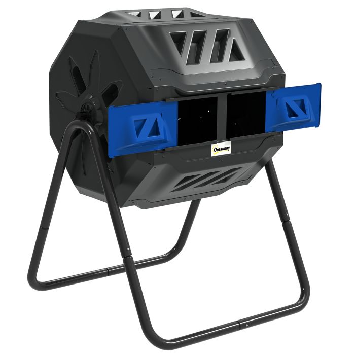 SUNVISTA 160L 360deg Rotating Dual Chamber Composter - Blue