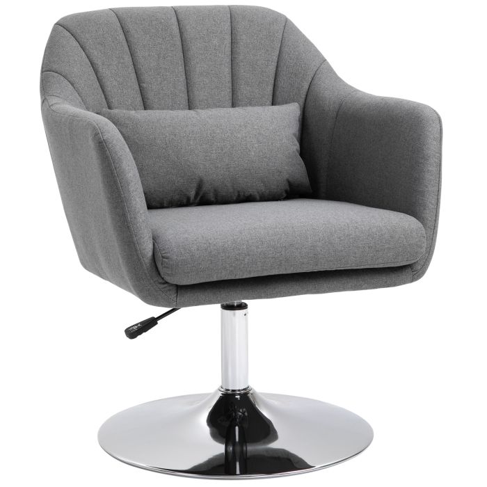 Swivel Accent Chair Contemporary Vanity Armchair with Adjustable Height Thick Cushion Lumbar Support Armrest for Bedroom