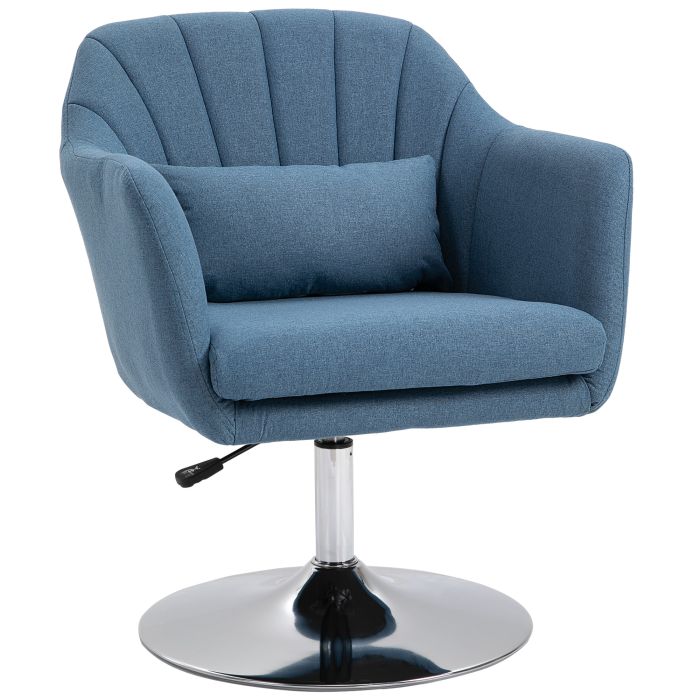 Swivel Accent Chair Contemporary Vanity Armchair with Adjustable Height Thick Cushion Lumbar Support Armrest for Bedroom Office