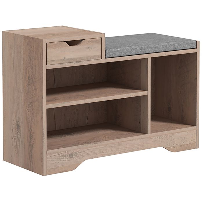 ANWI Shoe Bench with Seat and Multi-Compartment Storage Grey 76.5cm