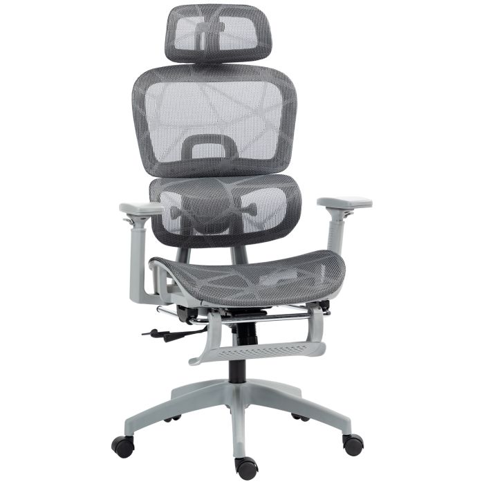 HERON Executive Office Chair, Ergonomic Mesh High Back Desk Chair with Lumbar Support, Swivel Computer Chair with 3D Armrest, Grey