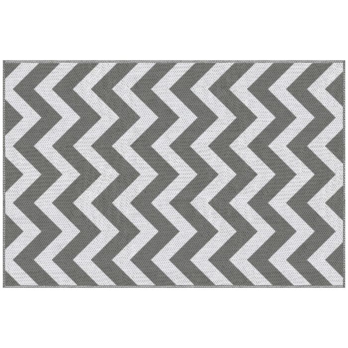 SUNVISTA Reversible Outdoor Rug, 1.2 x 1.8m Patio Carpet, Waterproof Plastic Rug for Garden, Deck, Picnic, Beach, Camping, Grey and White