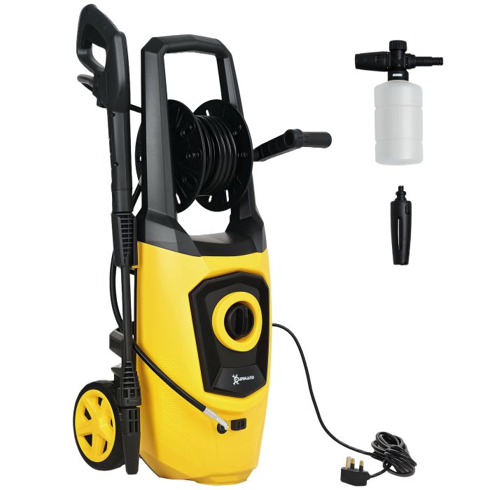 DURWELL 1800W High Pressure Washer, 150 Bar Pressure, 510 L/h Flow, High-Performance Portable Power Washer Jet Wash Cleaner with 6M Hose, Yellow