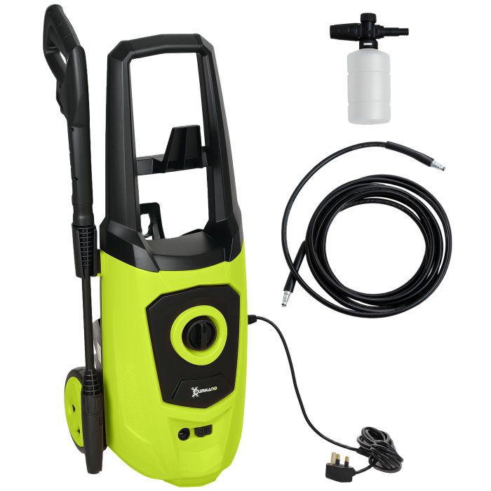 1800W High Pressure Washer, 150 Bar Pressure, 510 L/h Flow, High-Performance Portable Power Washer Jet Wash Cleaner for Garden, Car, Green