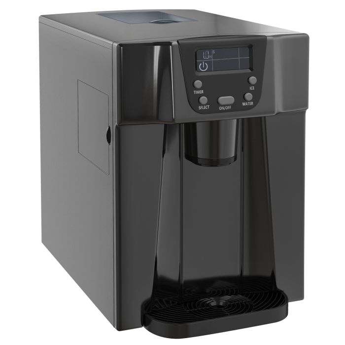 Ice Maker Machine and Water Dispenser, Counter Top Ice Cube Maker for Home with 3L Tank, Adjustable Cube Size, 9 Ice Cubes per 6-10 Minutes, No Plumbing Required, Black