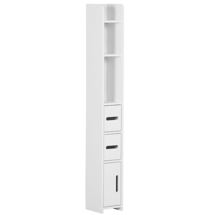 Kleankin Tall Freestanding Bathroom Cabinet with Open Shelves - White