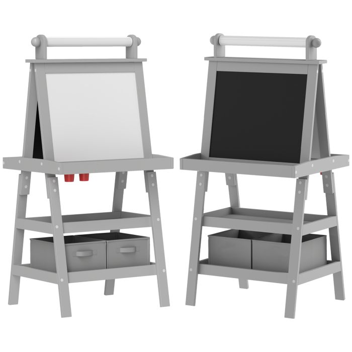 Kinsey 3 in 1 Kids Easel with Magnetic Whiteboard and Storage - Grey
