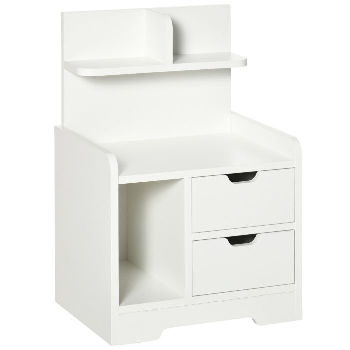 Bedside Table - DORK 2 Drawer Nightstand White 30cm