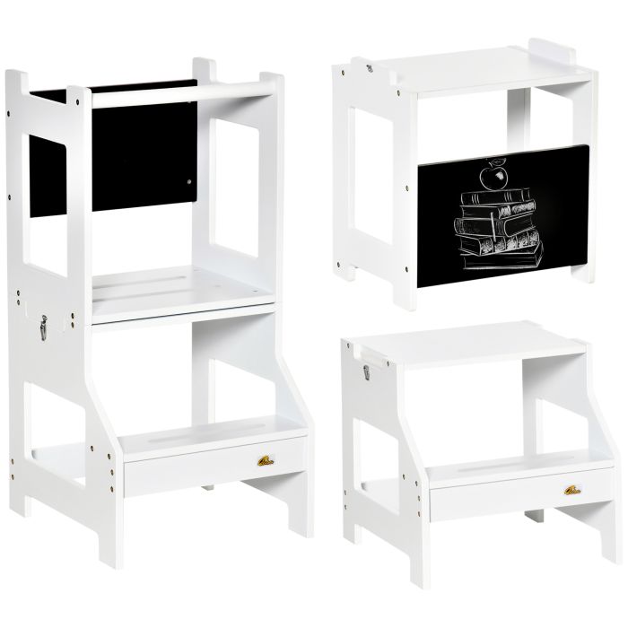 2-in-1 Kids Step Stool and Chalkboard - Kitchen Helper Tower