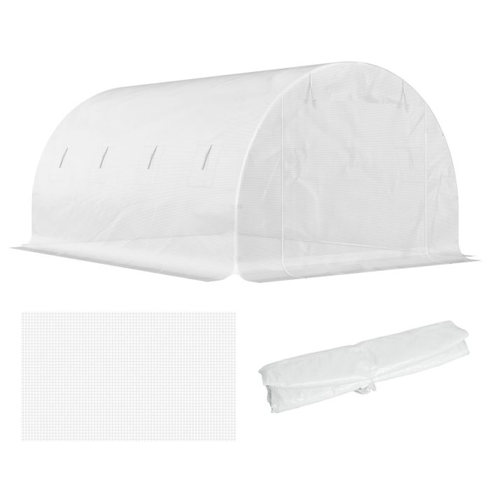 SUNVISTA 4x3x2m Greenhouse Replacement Cover for Tunnel Walk in - White