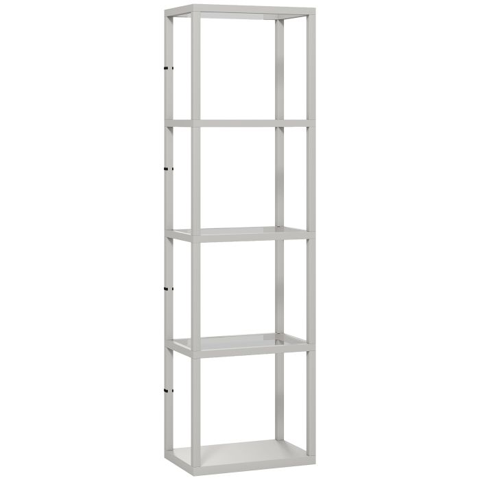 HERON LED Floor Lamp with Glass Shelves 4 Layers Dimmable Standing Lamp - Grey
