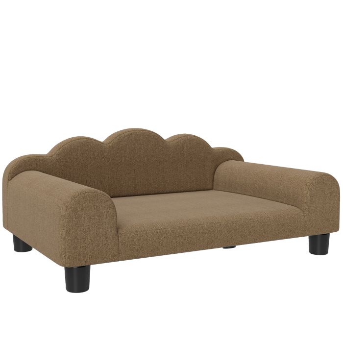 PAWSTER Elevated Dog Sofa Bed Breathable Pet Sofa Backrest Armrest - Brown