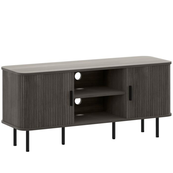 HERON TV Stand Cabinet for TVs up to 55 Inches Storage Shelves Cupboard - Grey