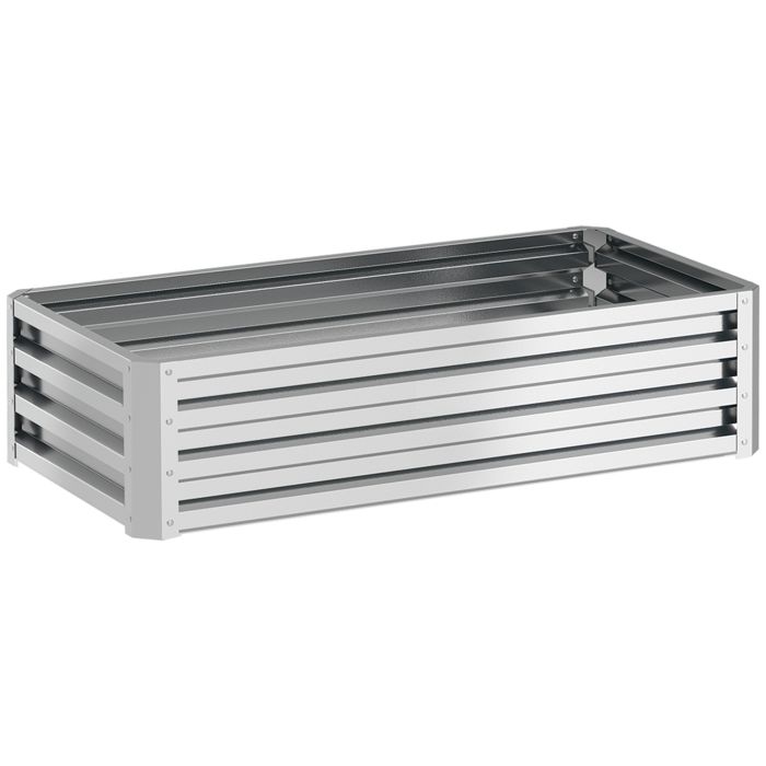 NORLIC Raised Planter Bed Galvanised Steel Outdoor Garden Box - Silver