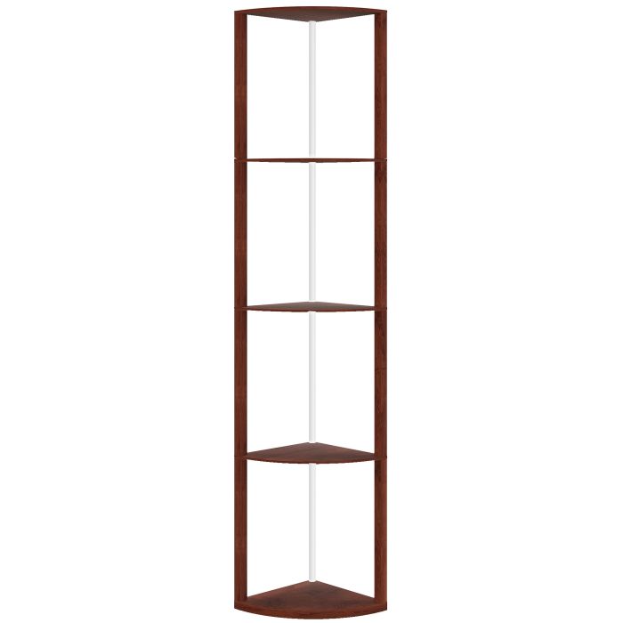 HERON RGB LED Floor Lamp with Shelves 5 Tier Dimmable Standing Lamp Remote - Brown