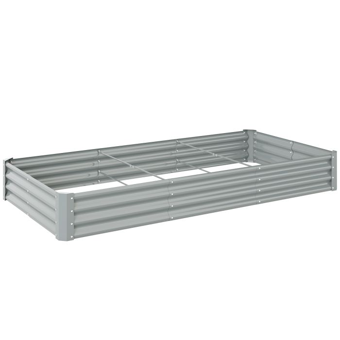 ORVIAN Open Planter Galvanised Steel Rectangular Garden Raise Bed - Silver