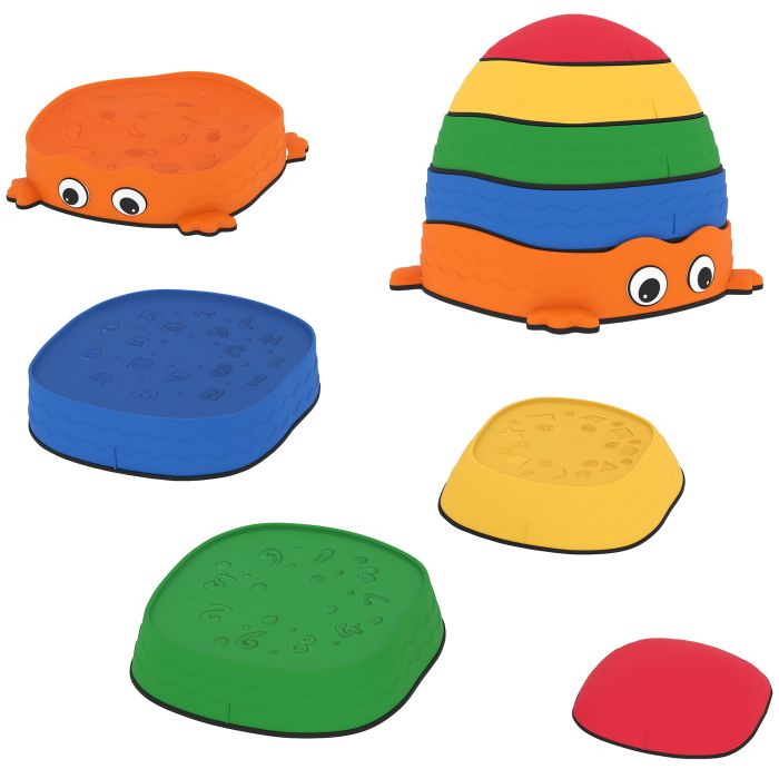 AIVAGO 5PCS Sensory Stepping Stones for Toddlers Frog Shaped Anti Slip - Multi