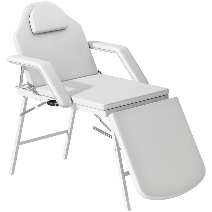 HERON Portable 3 Section Foldable Massage Table with Face Hole & Headrest - White