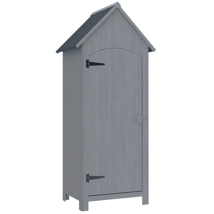 ORVALLIA Wooden Garden Storage Shed with 3 Shelves - Grey