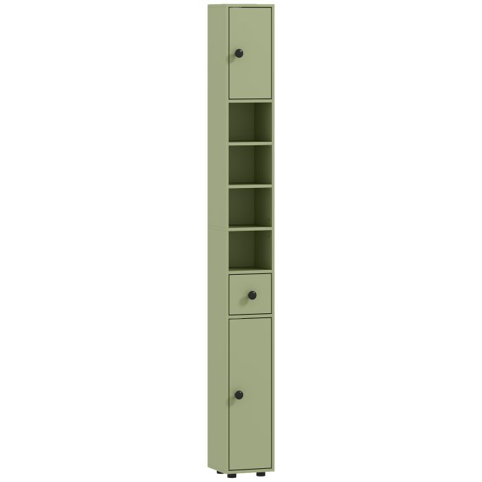 GRELL Slim Bathroom Cabinet with Drawer and Shelves - Green