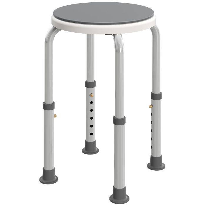 DALMIR Shower Chair Aluminium Swivel Adjustable - Grey