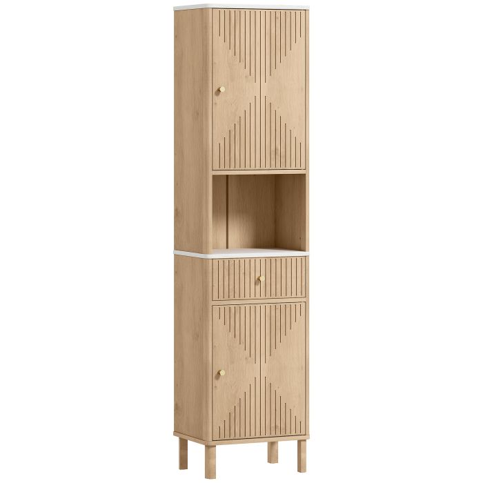 DEWTHORPE Multi-Storage Slimline Bathroom Cabinet Wooden - Wood Effect