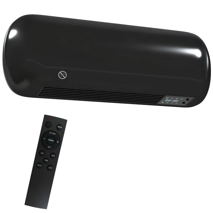 HENSMERE Electric Heater Ceramic Wall Mounted - Black