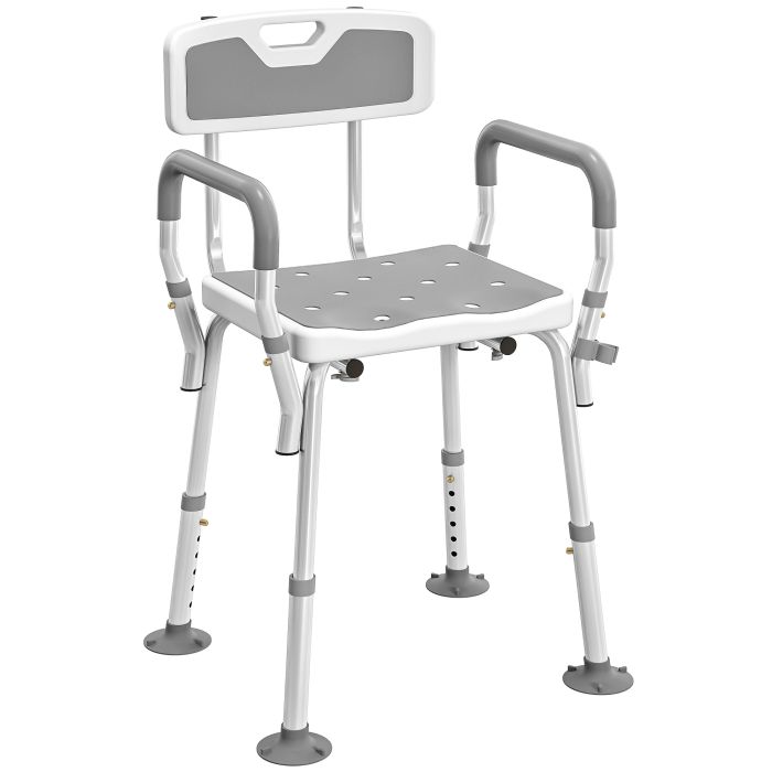 DALRIC Shower Chair Aluminium Padded Adjustable with Backrest - Grey
