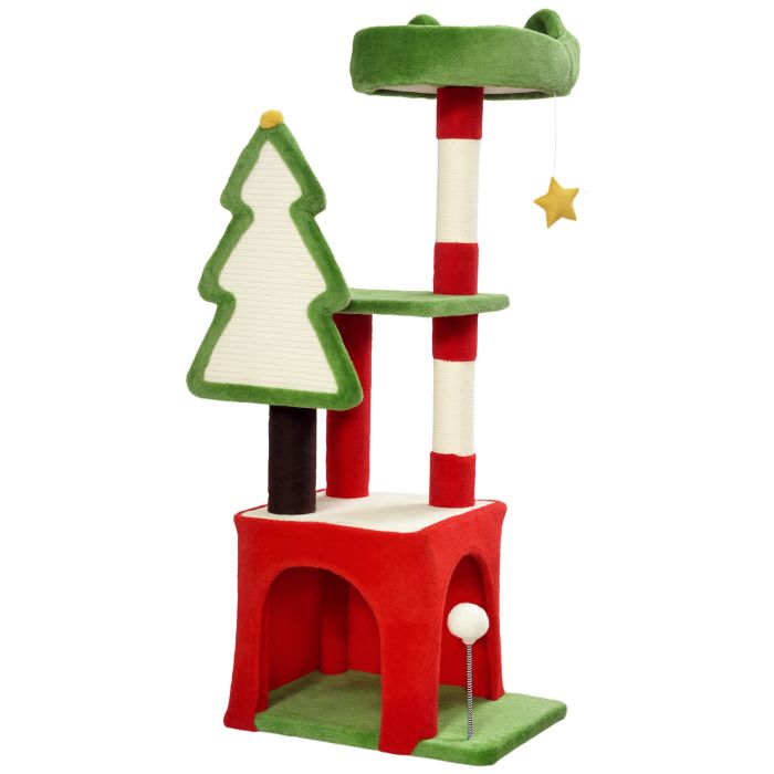 LORNTHOR Christmas Cat Tree with Scratching Post and Toys - Green