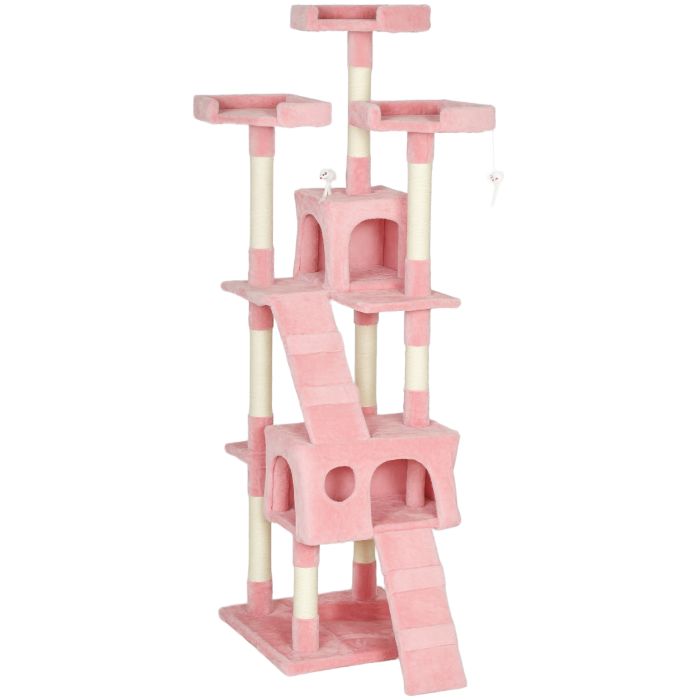 VARDON Cat Tree Scratching House Activity Play Centre - Pink