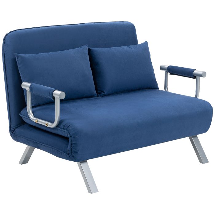 SYRAVELL Faux Leater 2 Seater Click Clack Sofa Bed - Blue