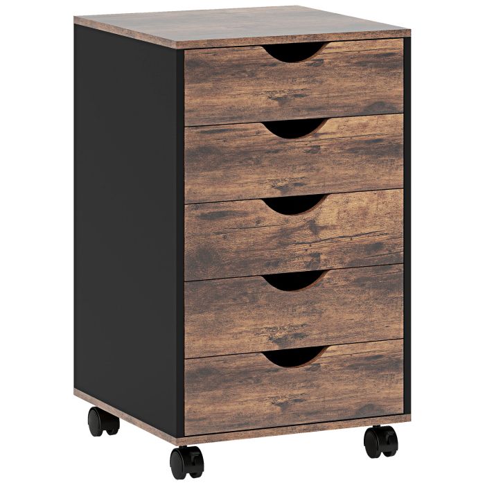CLYVERIS Filing Cabinet with 5 Drawer - Rustic Brown