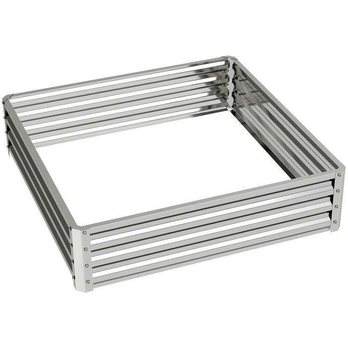 PRESTHOR Square Raised Garden Bed Steel Planter Box - Silver
