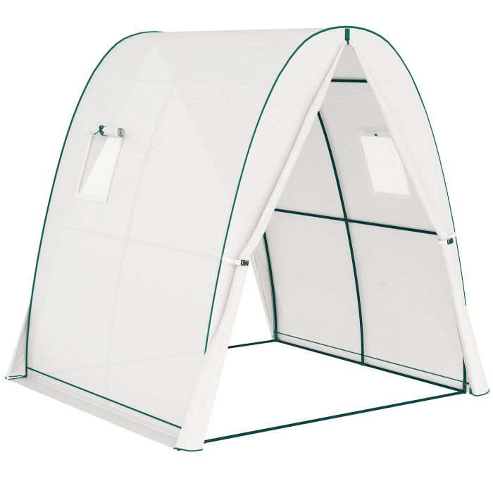 LAWTON Walk In Hoop House Greenhouse with Sandbags - White