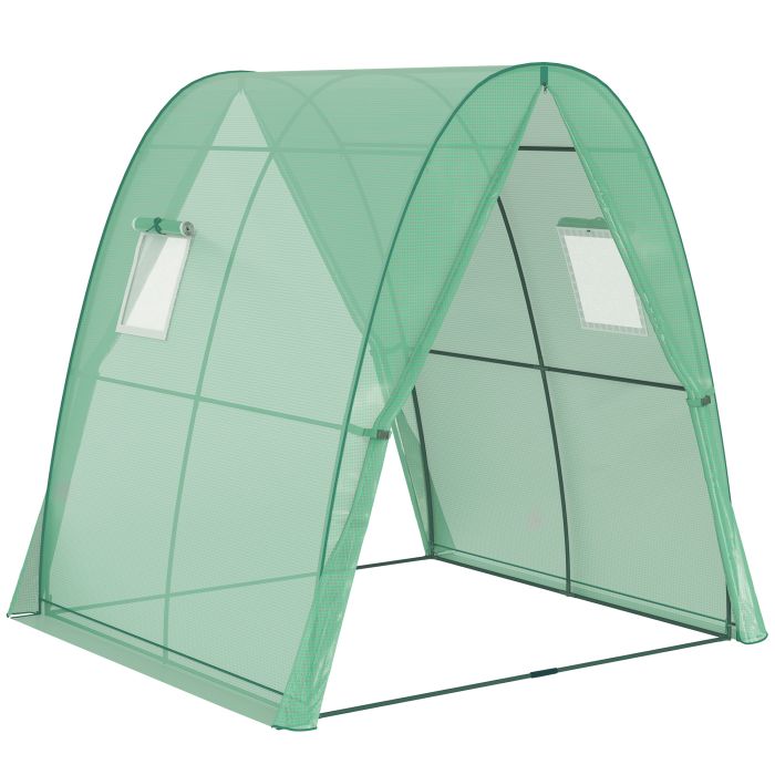 LAWTON Walk In Hoop House Greenhouse with Sandbags - Green