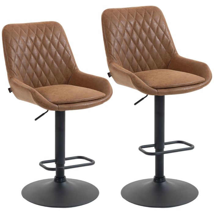 HATHERBY Faux Leather Retro Bar Stools Set of 2 - Orange